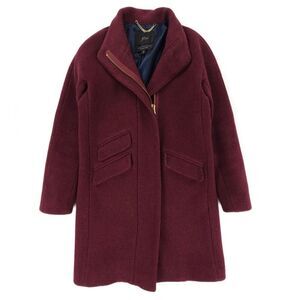 J CREW Wool Cocoon Coat Italian Stadium-cloth Burgundy Old Money Quiet Luxury 2P